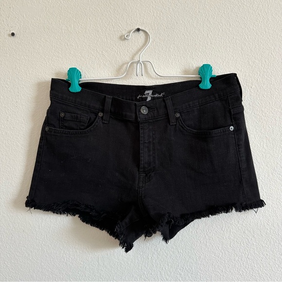 7FAM Black Jean Shorts Raw Hem - Picture 1 of 9